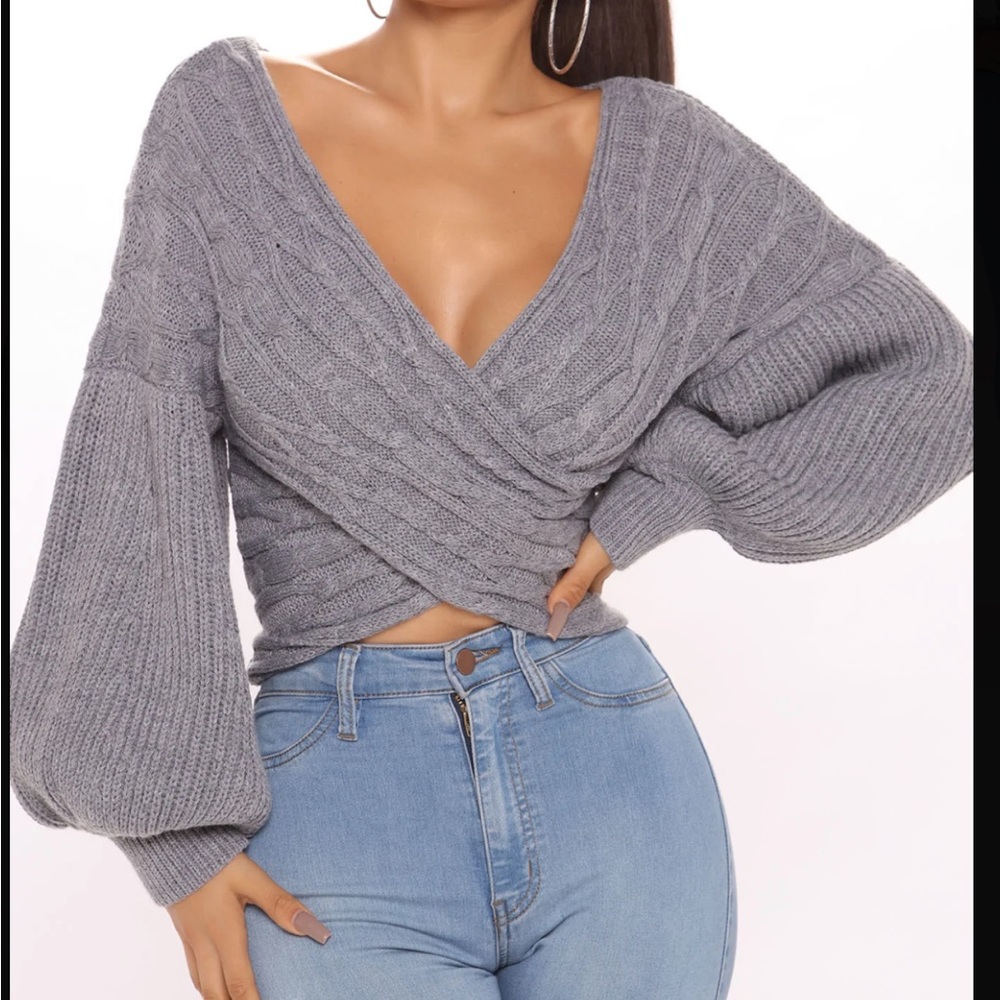 NWT cropped grey sweater